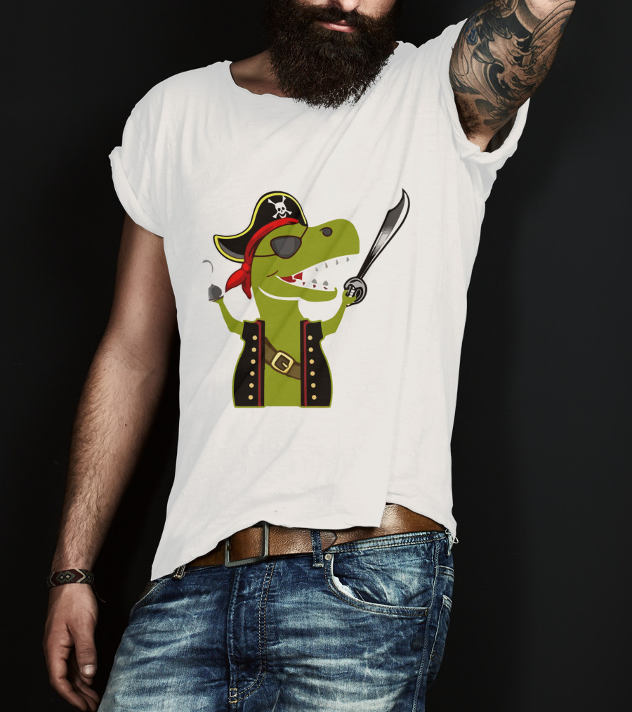 Pirate Dinosaur With Hook And Sword T-Shirt