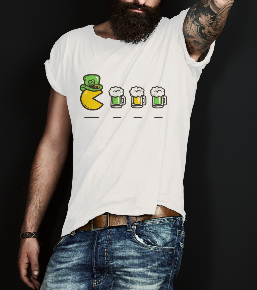 Pacman St. Patrick's Day Beer Mugs Hat T-Shirt