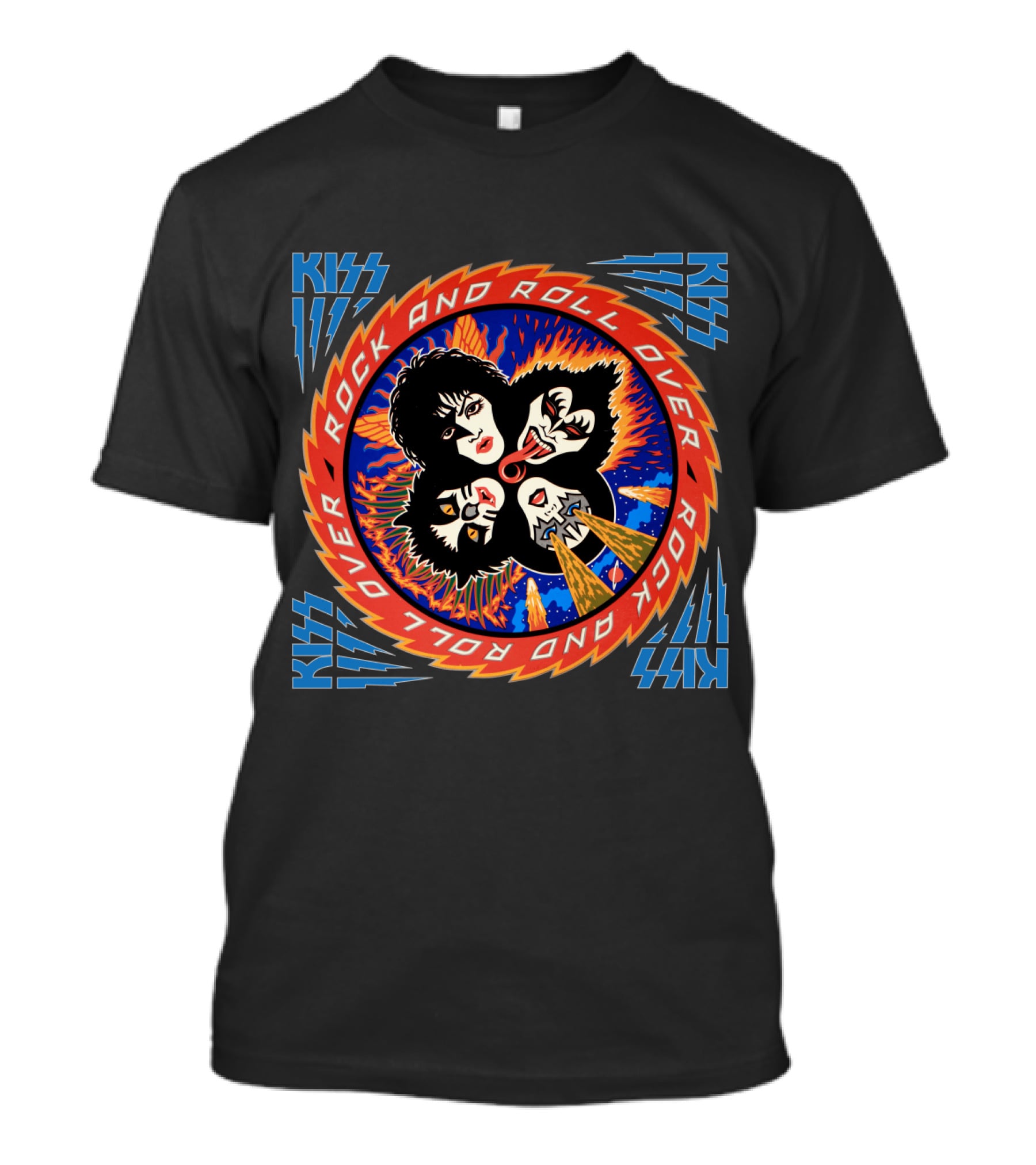 Kiss Rock And Roll Over Vintage Album Art With Iconic Band Imagery T-Shirt