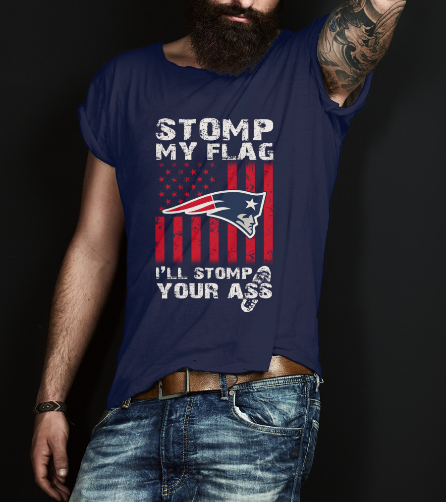Stomp My Flag Patriots Emblem I'll Stomp Your Ass T-Shirt