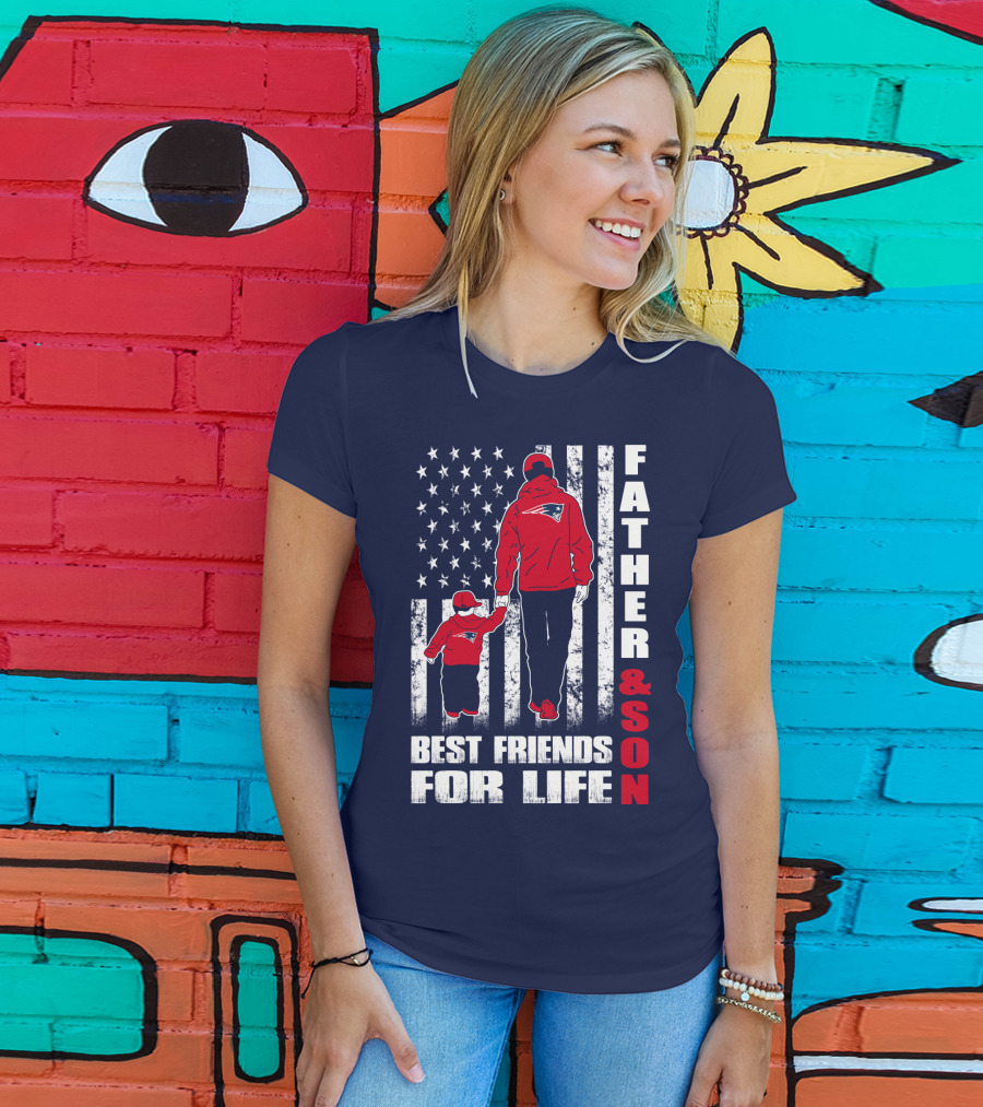 Father And Son Best Friends For Life Patriots American Flag T-Shirt