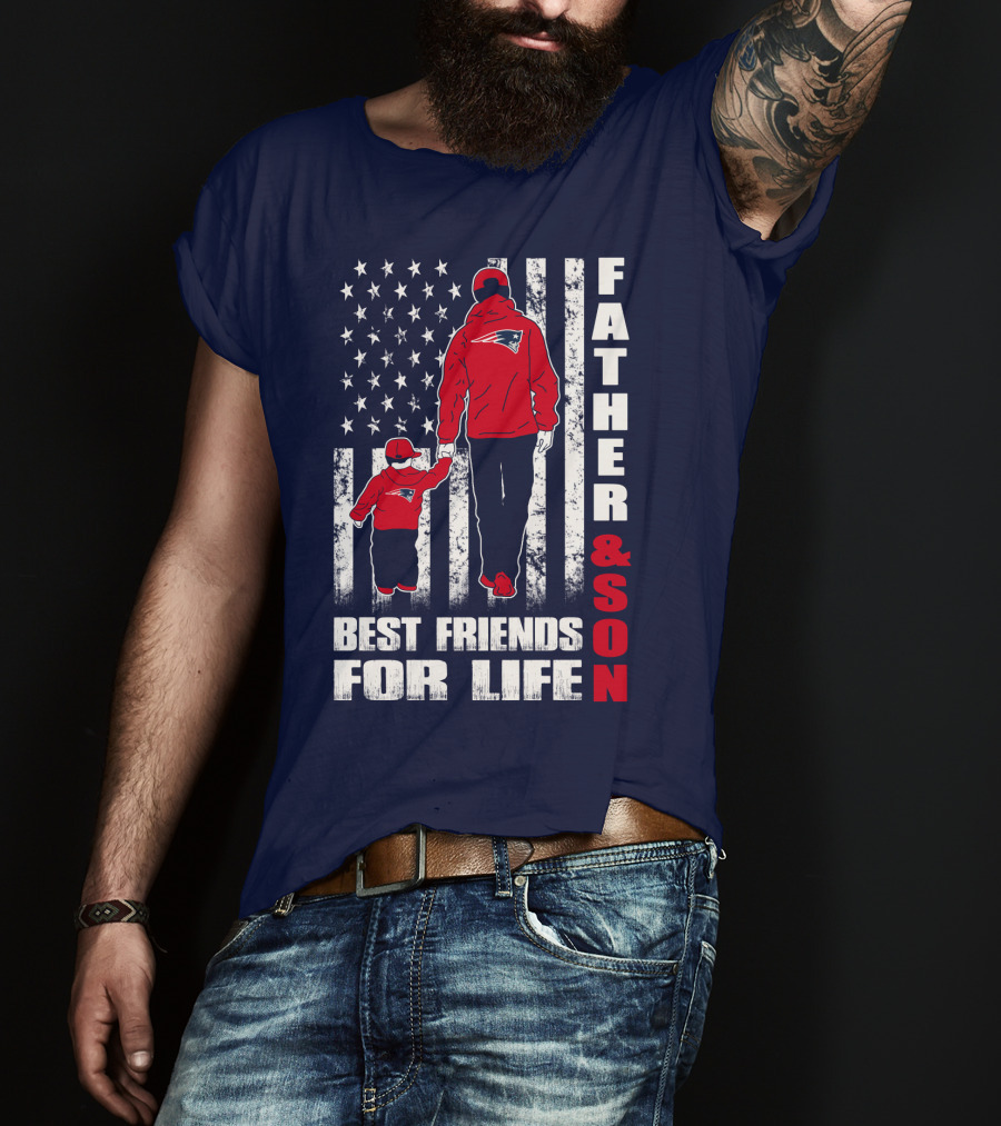 Father And Son Best Friends For Life Patriots American Flag T-Shirt