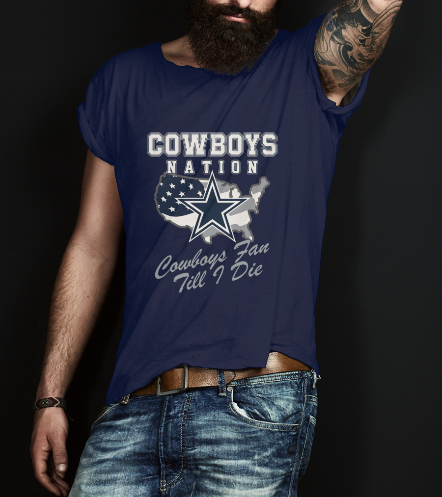 COWBOYS NATION Cowboys Fan Till I Die Star Map T-Shirt