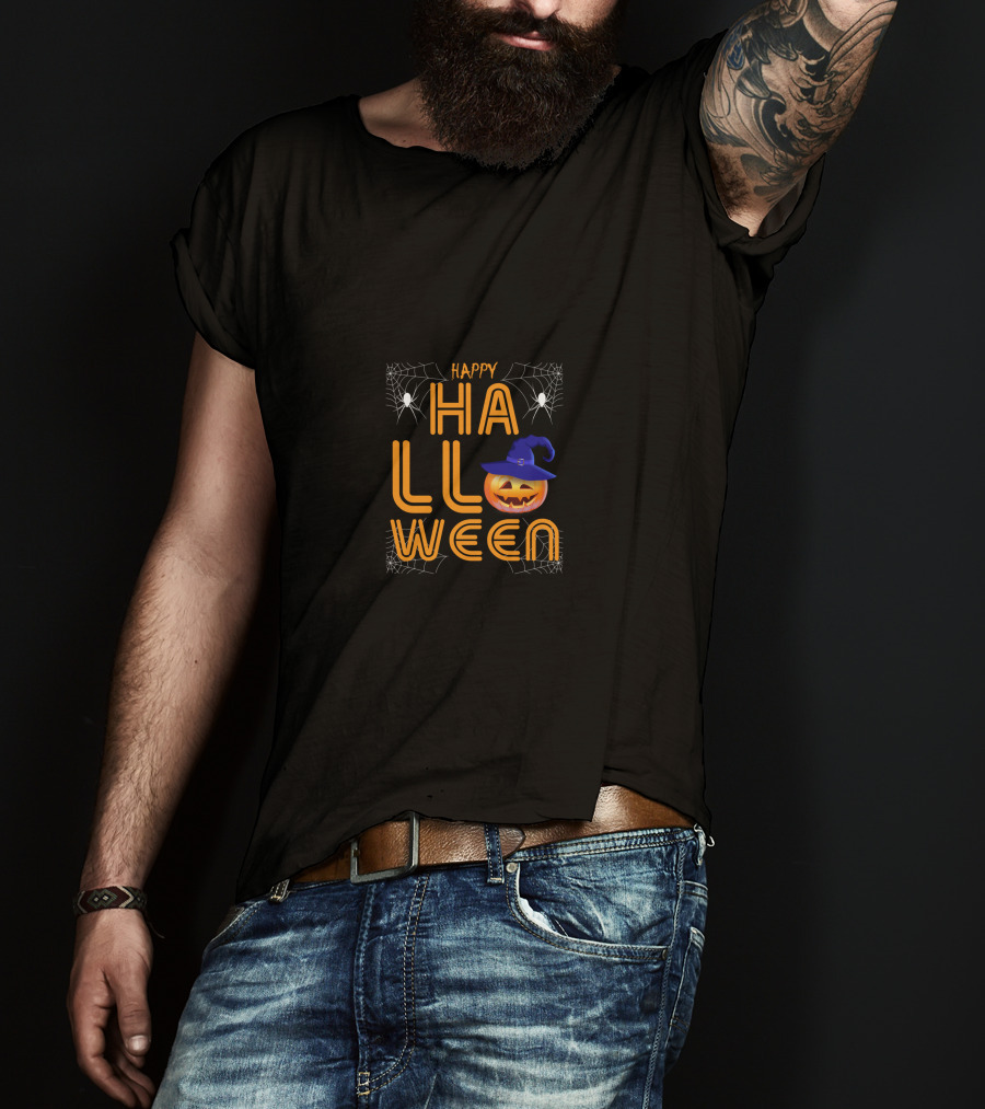 Happy Halloween Pumpkin Spider Webs T-Shirt