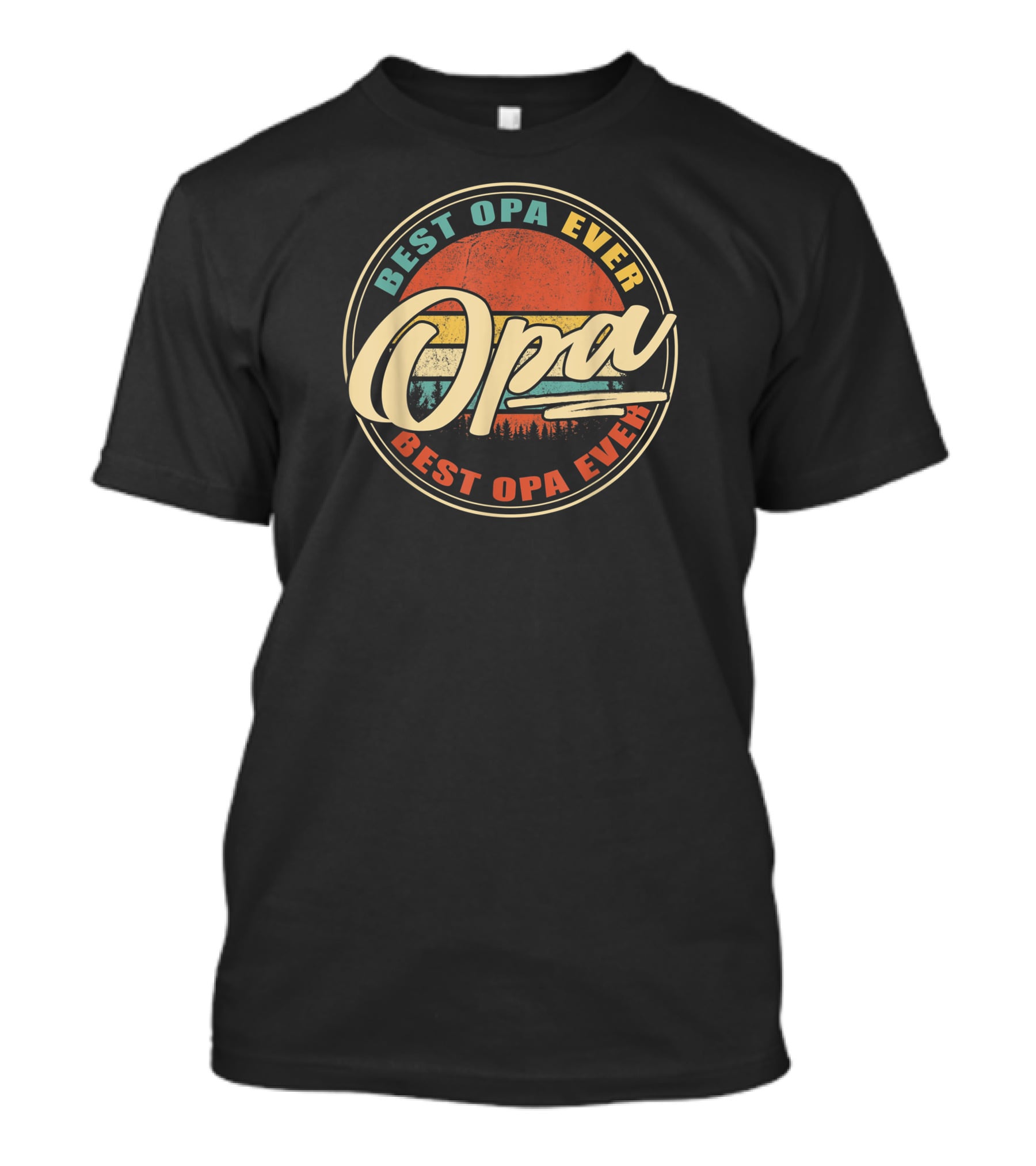 Best Opa Ever Vintage Sunset Forest T-Shirt