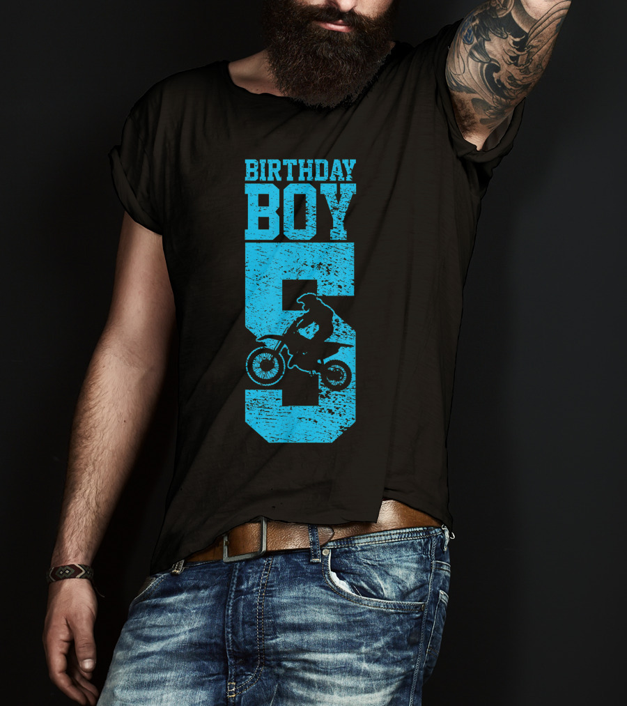 Birthday Boy 5 Motocross Dirt Bike T-Shirt