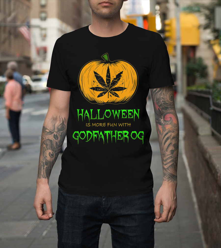 Halloween Is More Fun With Godfather OG Weed Pumpkin T-Shirt