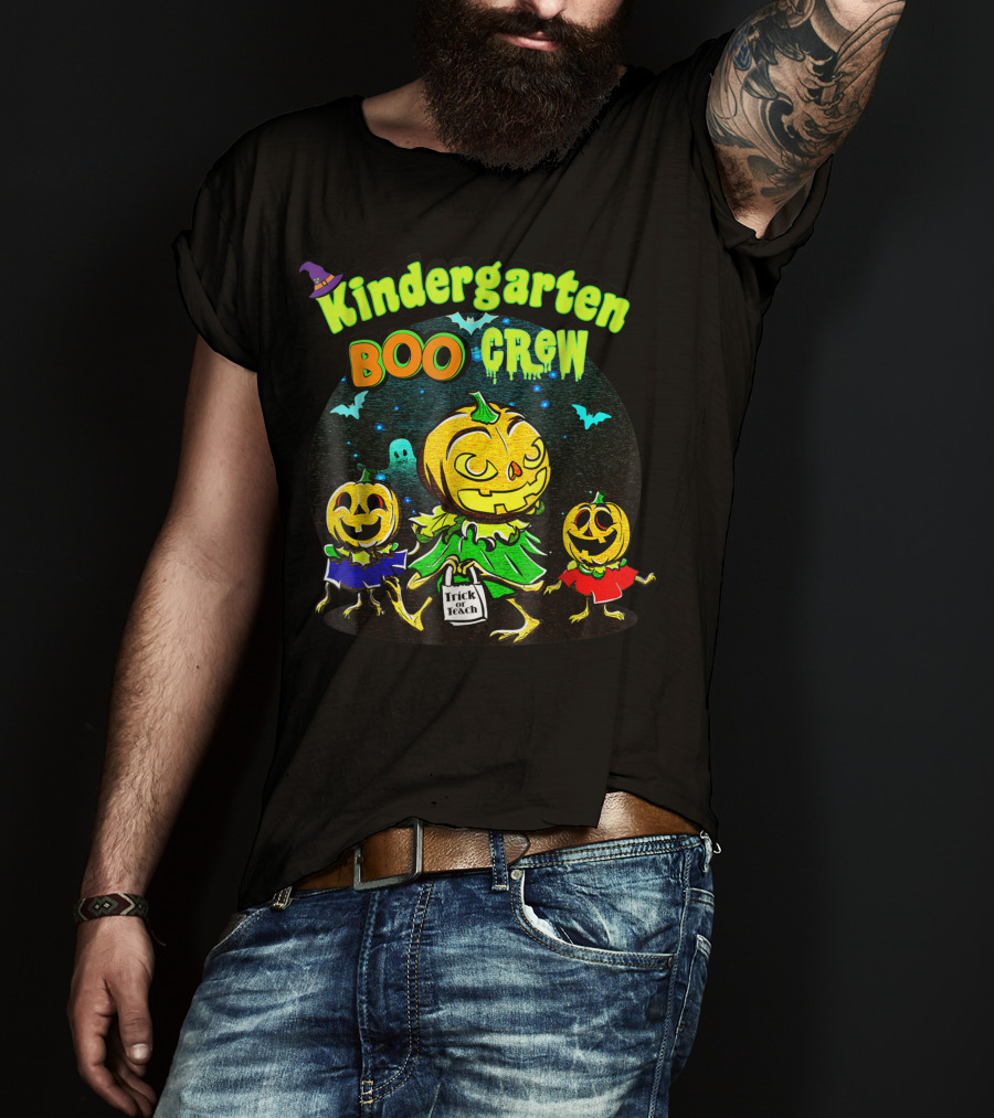 Kindergarten Boo Crew Halloween Trick Or Teach Pumpkin Gang T-Shirt