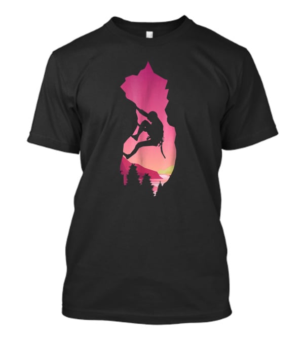 Rock Climbing Adventure Sunset Bouldering Climber Colorful T-Shirt