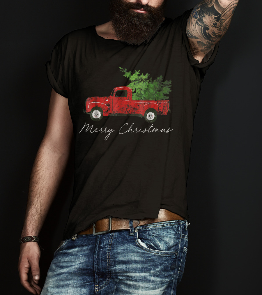 Merry Christmas Vintage Wagon Christmas Tree On Car Xmas Vacation T-Shirt