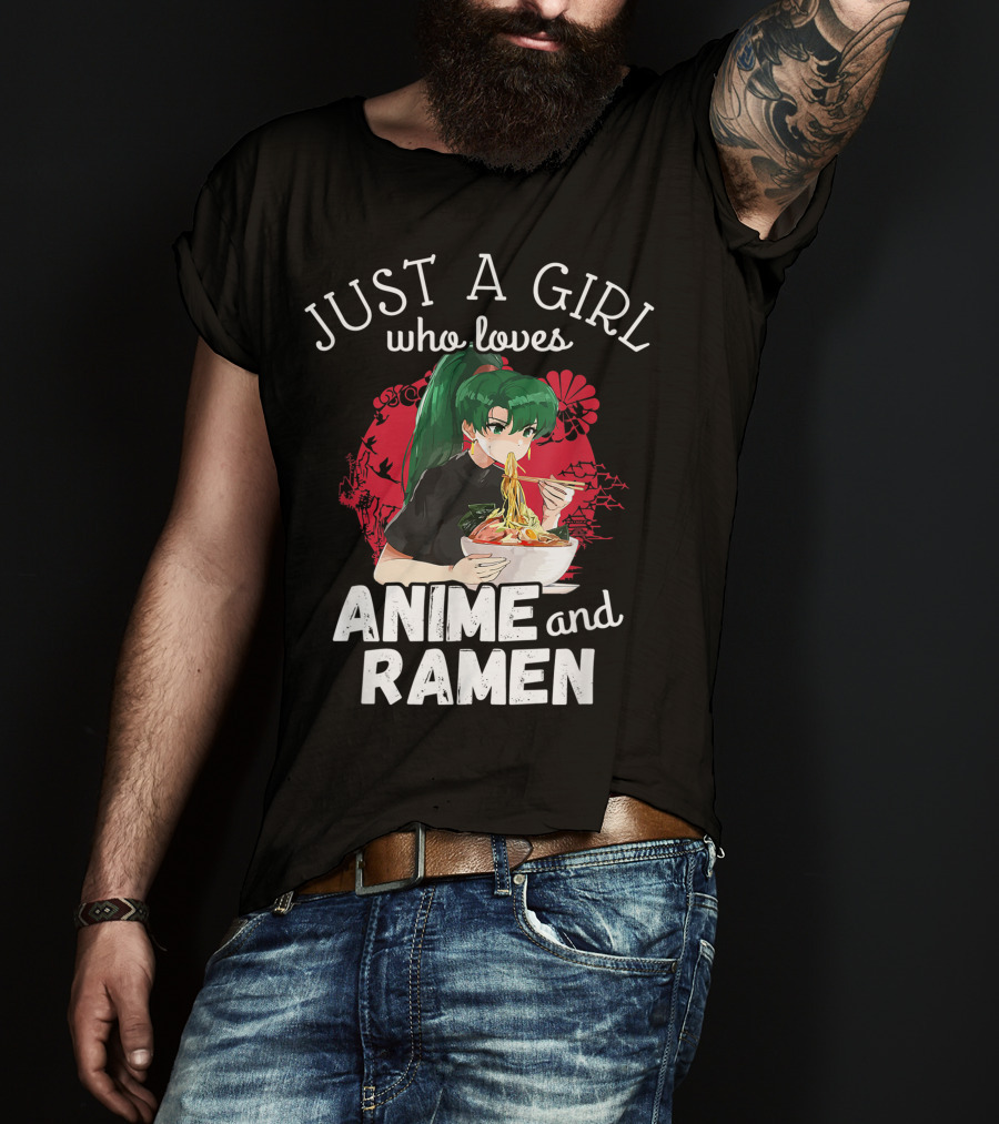 Just A Girl Who Loves Anime And Ramen Manga Aesthetic Japan Style Kawaii T-Shirt