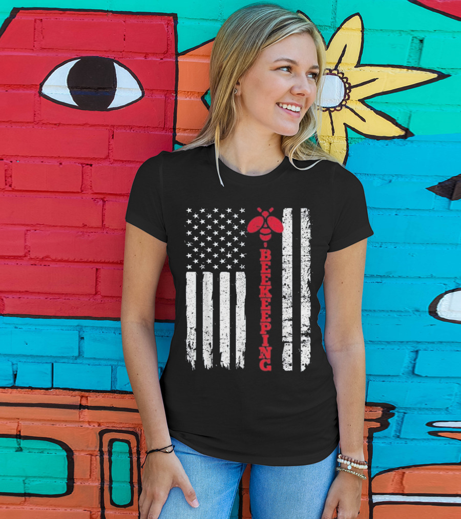 American Flag Beekeeping USA Bee T-Shirt