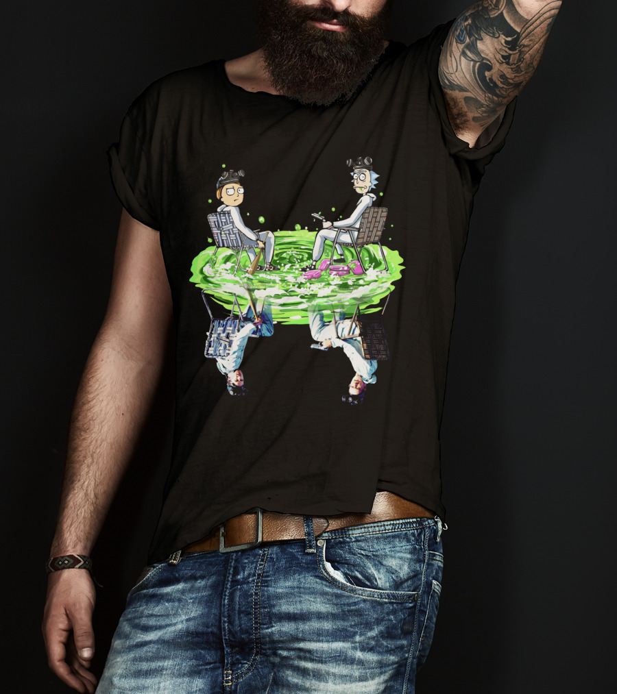 Rick And Morty Sitting On Swamp Reflection T-Shirt