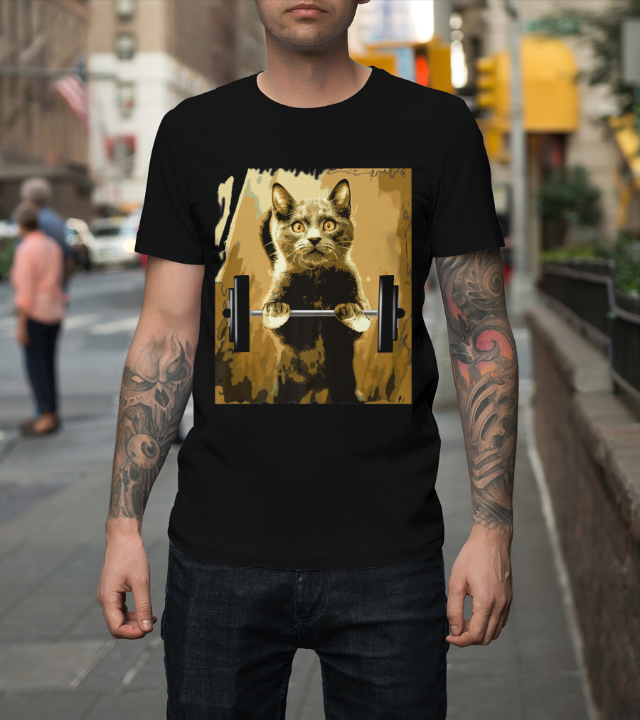 Weightlifting Cat Lifting Barbell Strength Feline T-Shirt