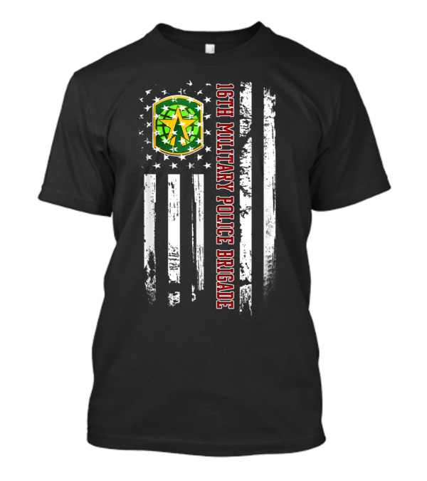 16th Military Police Brigade American Flag Shield Emblem T-Shirt