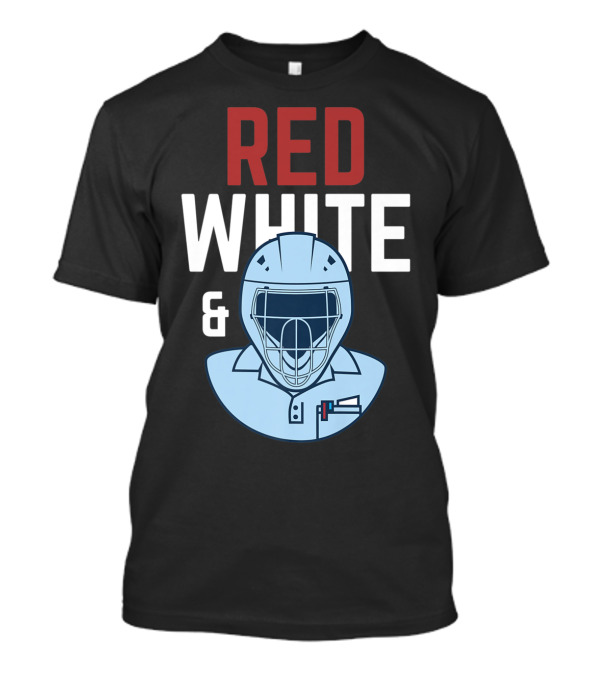 Red White And Blue Baseball Umpire Helmet T-Shirt
