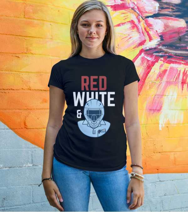 Red White And Blue Baseball Umpire Helmet T-Shirt