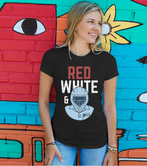 Red White And Blue Baseball Umpire Helmet T-Shirt