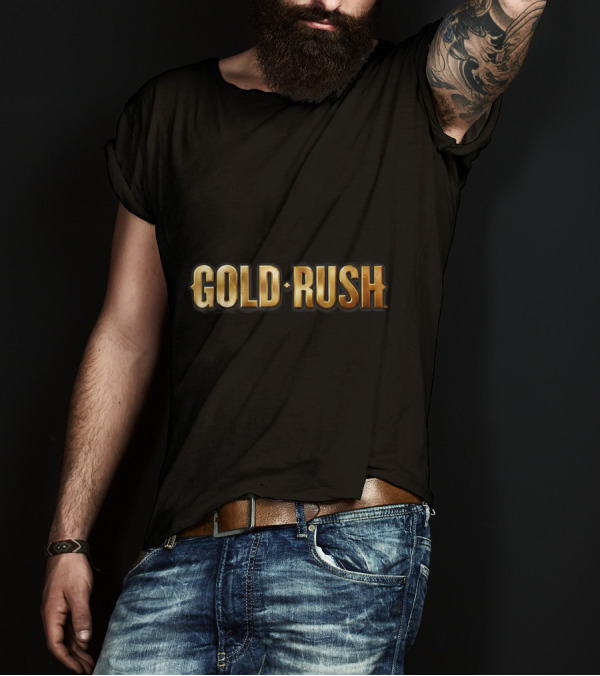 Discovery Channel Gold Rush Bright Metallic Text Image T-Shirt