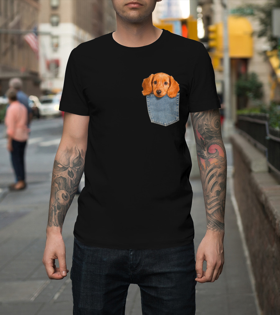 Beagle Dach Puppy in Denim Pocket Cute Dog T-Shirt