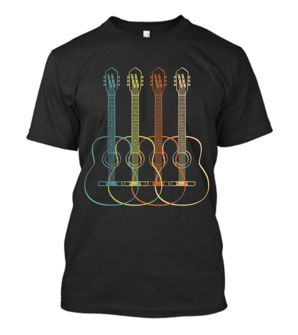 Acoustic Guitar Colorful Overlap Design For Guitar Players T-Shirt