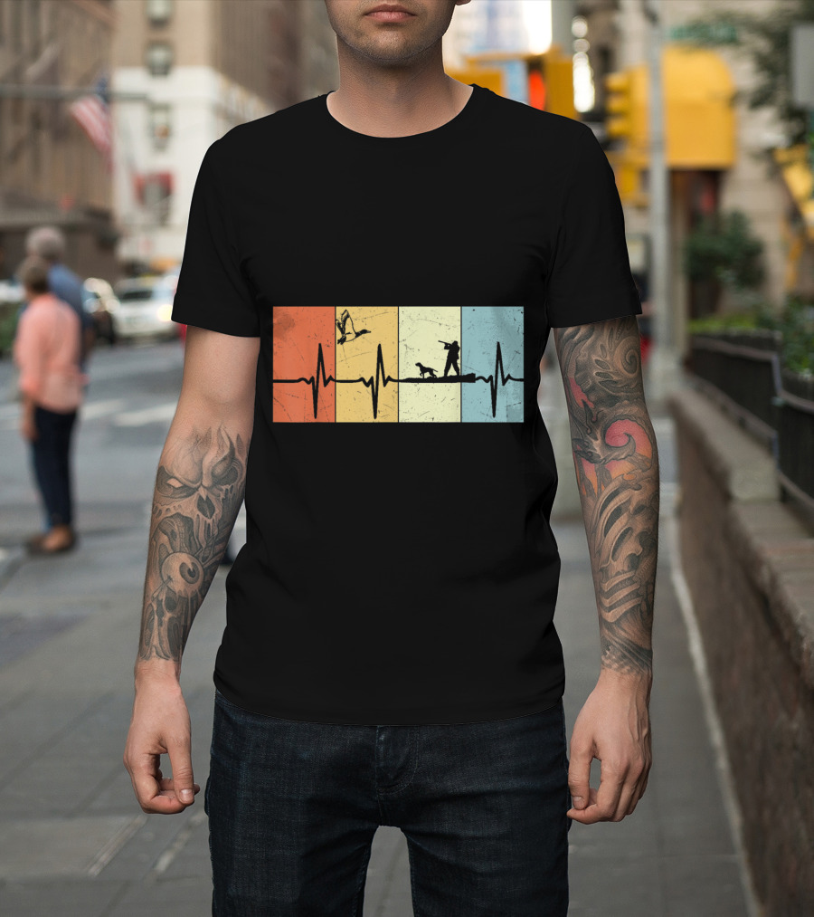 Pulse of a Waterfowl Hunter with Duck and Dog T-Shirt