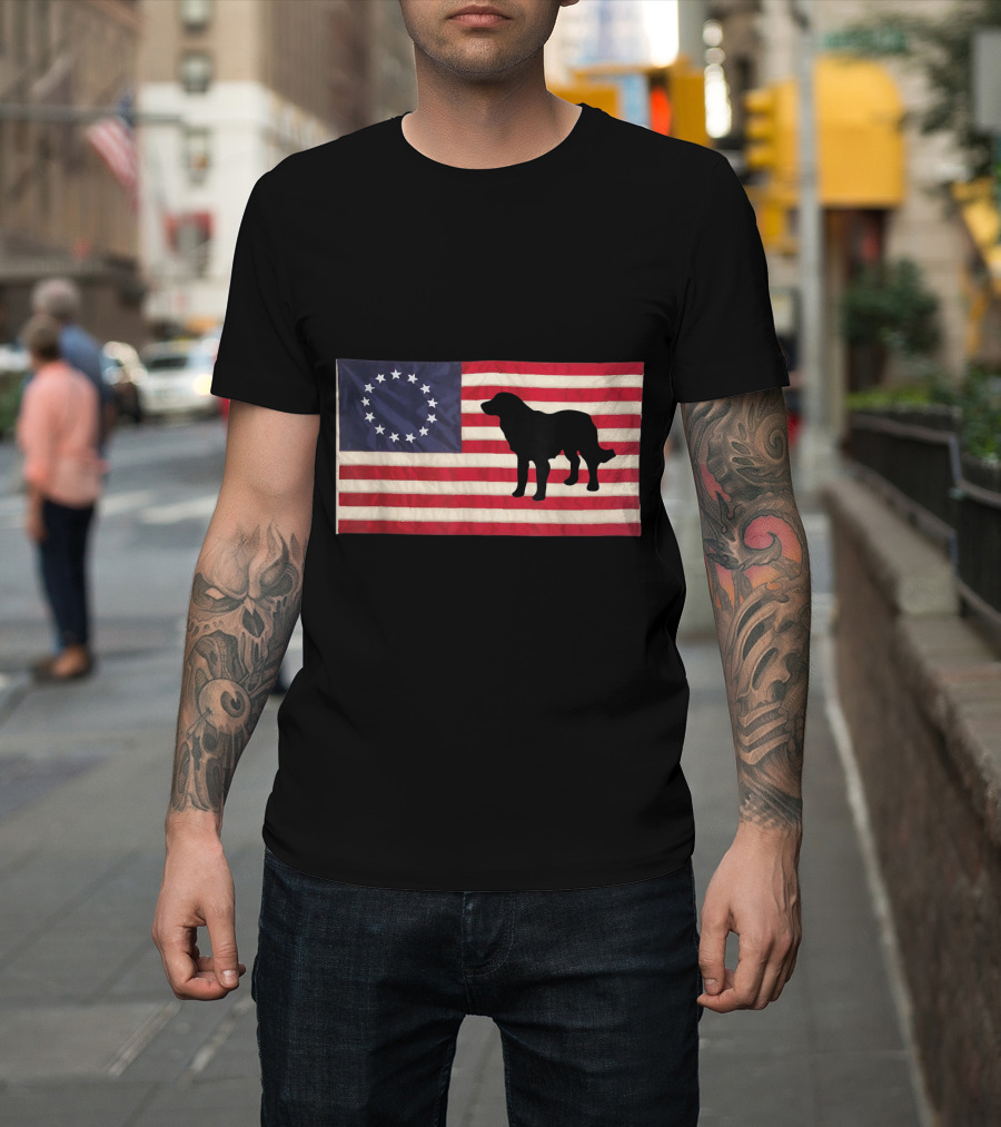 Golden Retriever Silhouette Betsy Ross Flag Dog Lover American Heritage T-Shirt