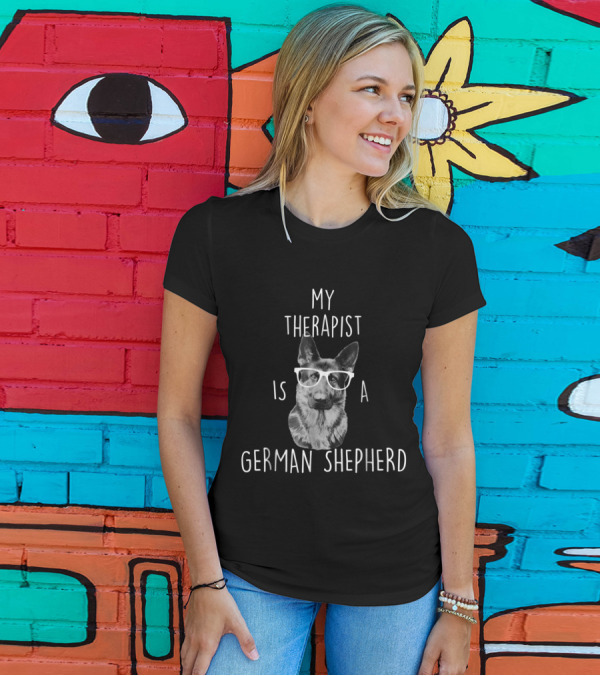 My Therapist Is A German Shepherd Wearing Glasses T-Shirt