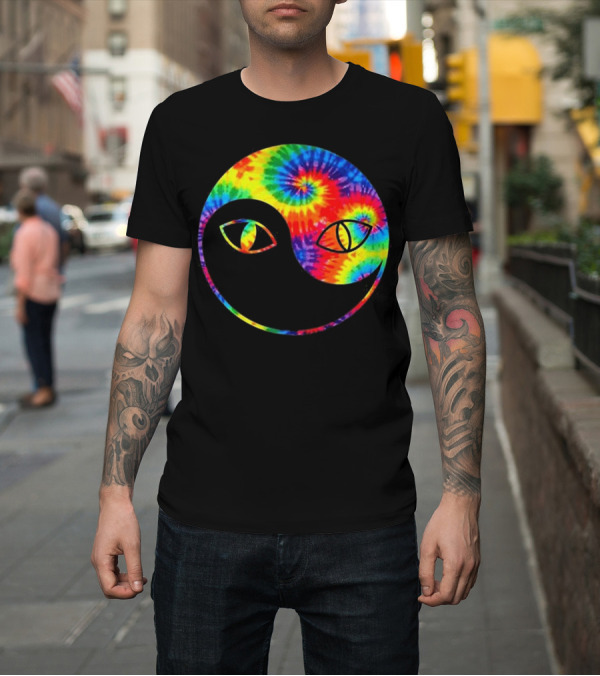 Shirt: Tie Dye Yinyang Cats Rainbow Eyes Kitty T-Shirt Tie Dye Yinyang Cats Rainbow Eyes Kitty T-Shirt