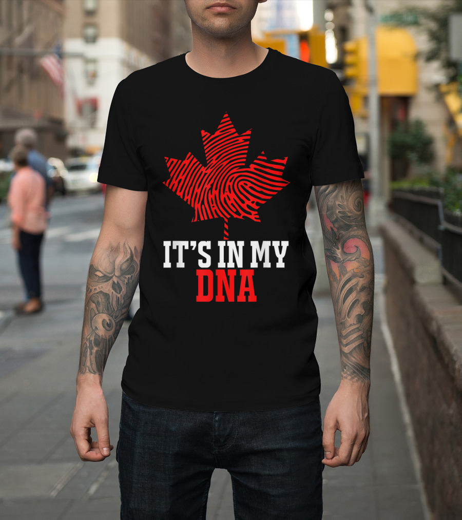 Canada Flag Maple Leaf It's in My DNA Fingerprint Canada Day T-Shirt