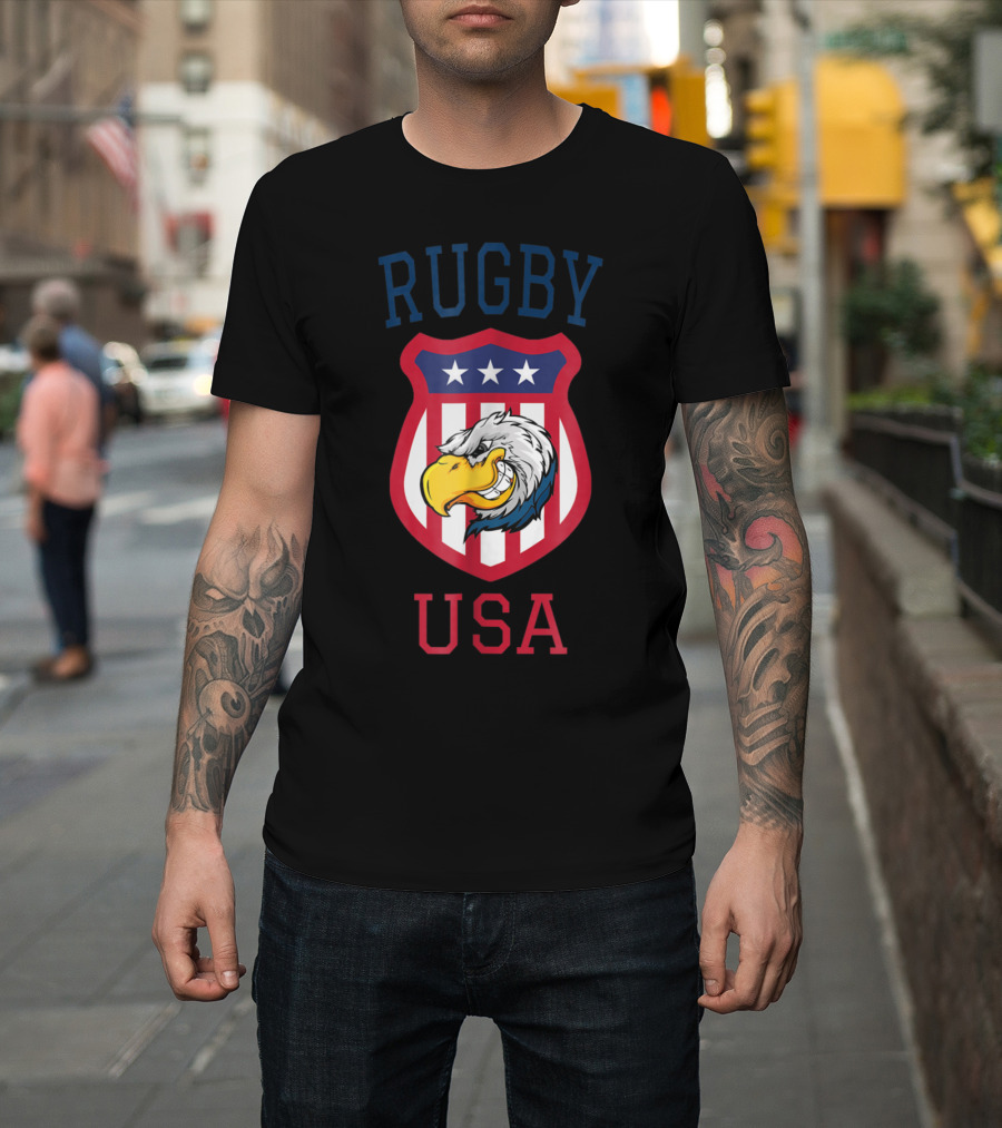 Rugby USA Shield with Eagle American Rugby Sevens USA Fan T-Shirt