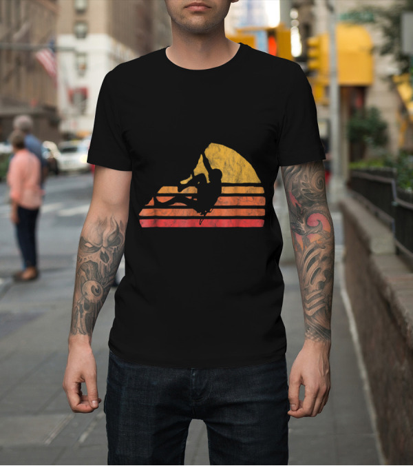Shirt: Retro Sunset Bouldering Distressed Rock T-Shirt Retro Sunset Bouldering Distressed Rock T-Shirt