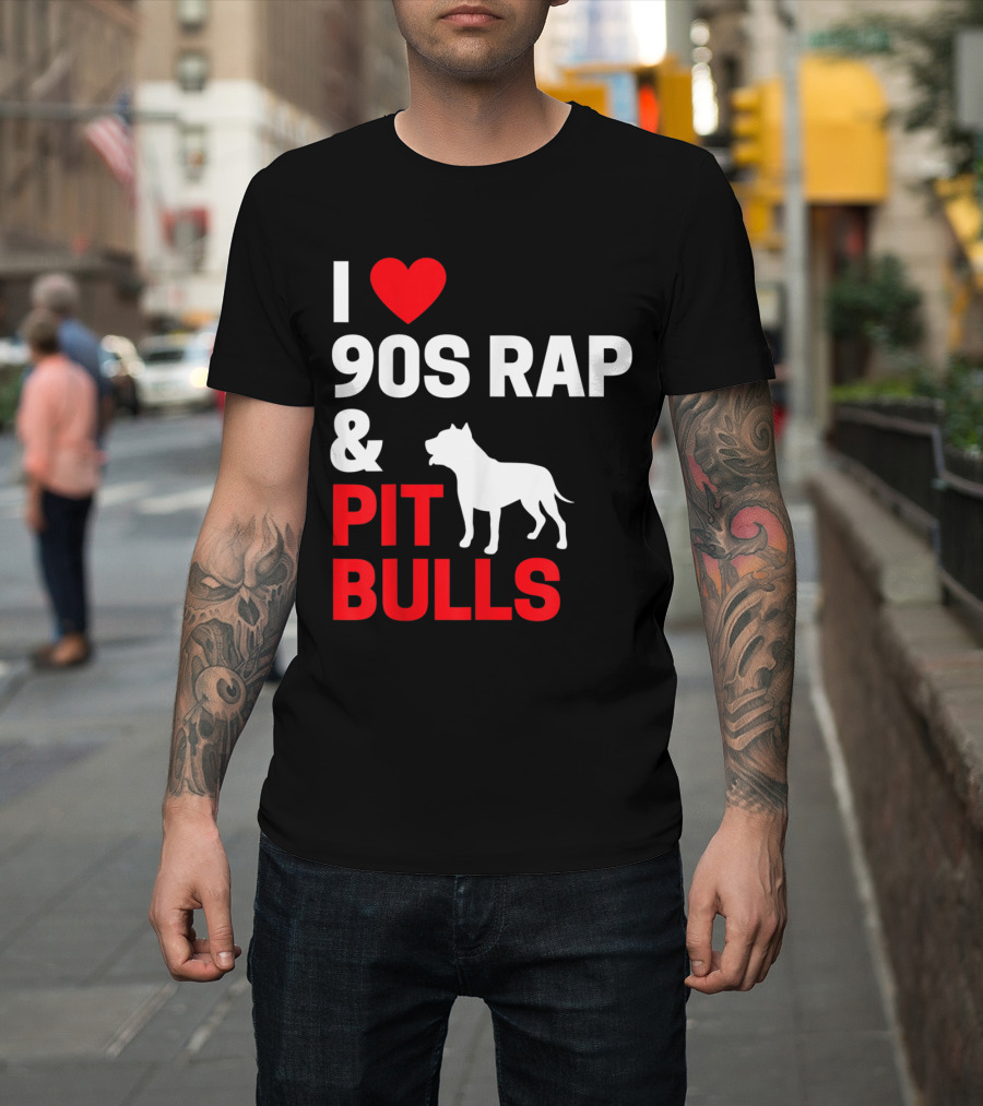 I Love 90s Rap Music and Pit Bulls Iconic Hip Hop Era T-Shirt