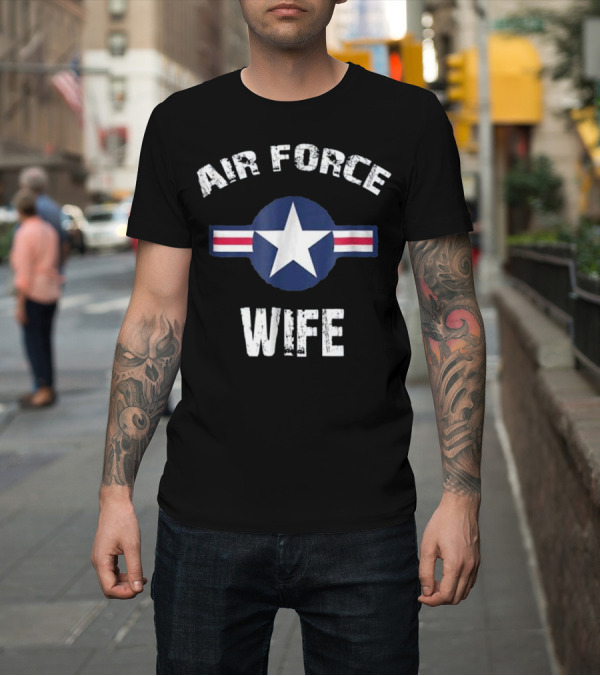 Shirt: AIR FORCE WIFE Star and Stripes Emblem T-Shirt AIR FORCE WIFE Star and Stripes Emblem T-Shirt