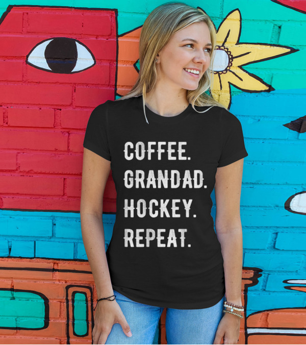 Coffee Grandad Hockey Repeat T-Shirt