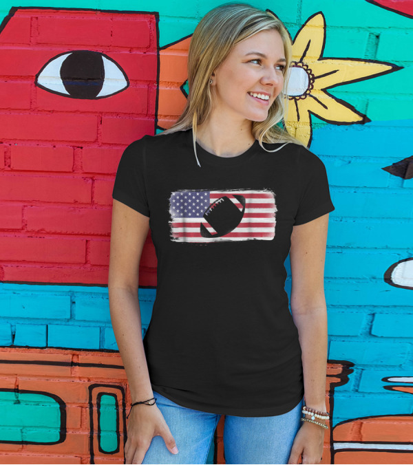 USA American Flag Football Player Perfect American Flag Football T-Shirt