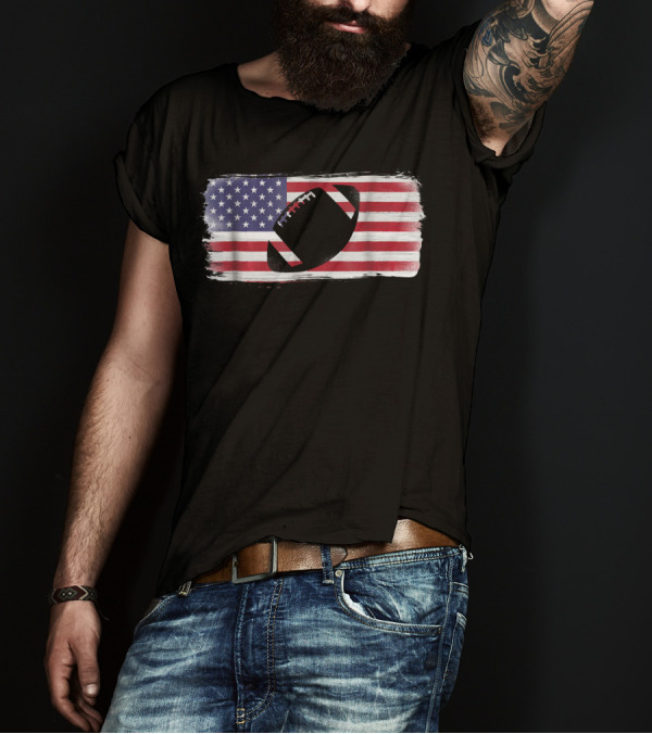 USA American Flag Football Player Perfect American Flag Football T-Shirt