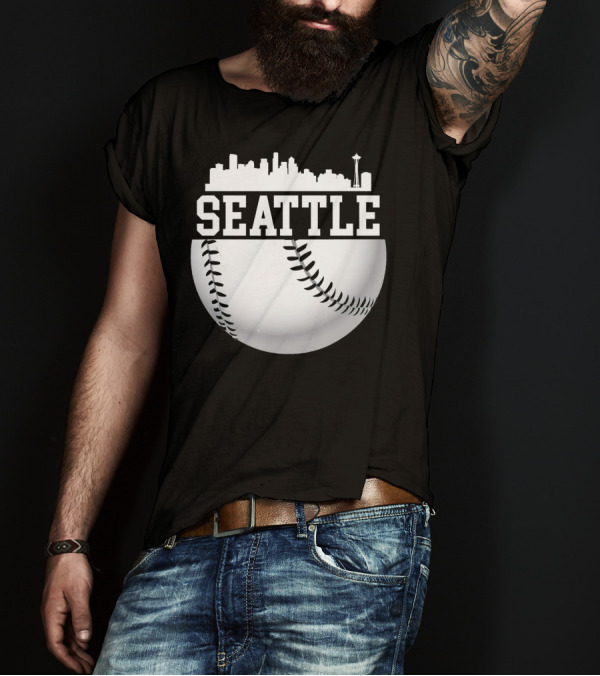 Vintage Seattle Baseball Skyline Iconic T-Shirt