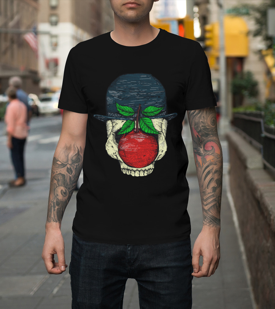 Apple and Skull with Bowler Hat T-Shirt