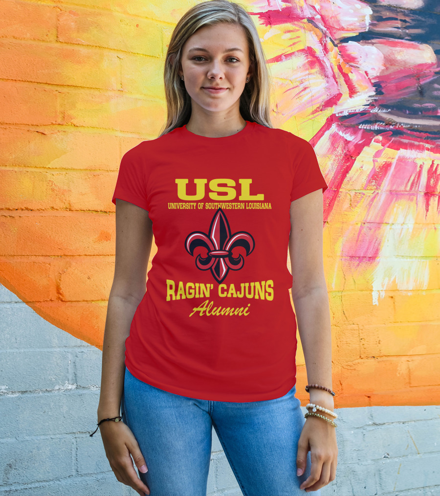 USL University Of Southwestern Louisiana Ragin' Cajuns Alumni Fleur-de-Lis T-Shirt