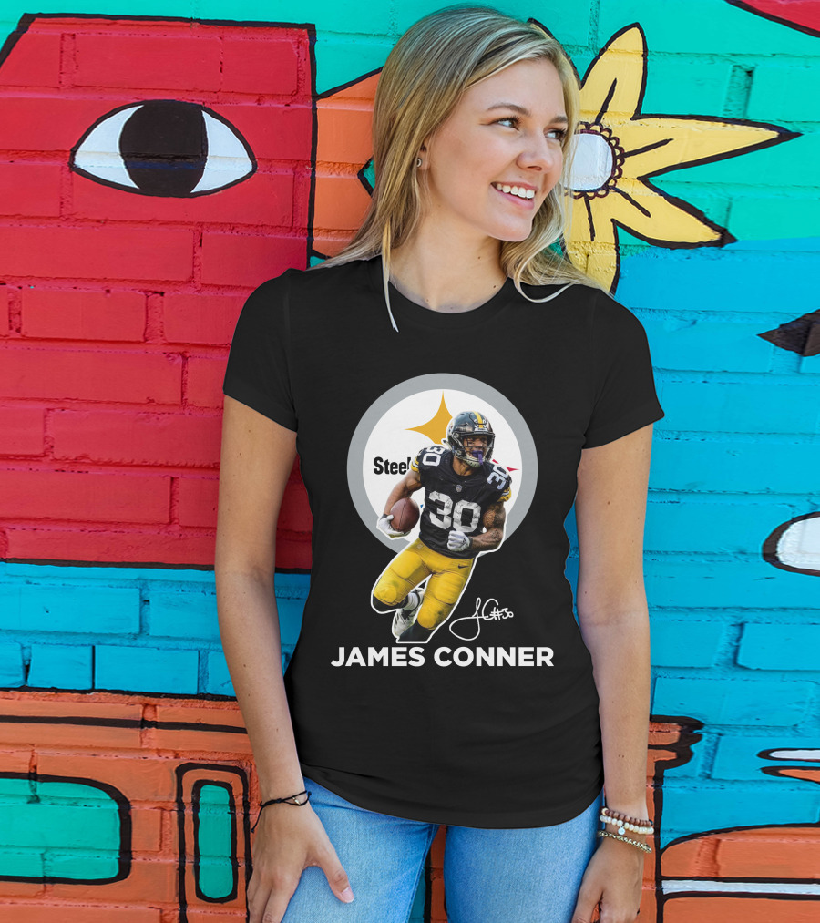 Steelers James Conner #30 Football Player Signature T-Shirt