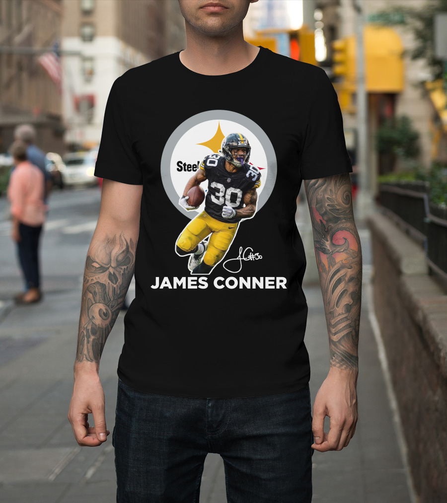 Steelers James Conner #30 Football Player Signature T-Shirt