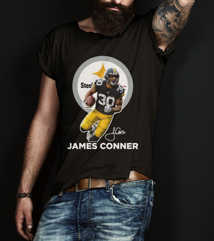 Steelers James Conner #30 Football Player Signature T-Shirt