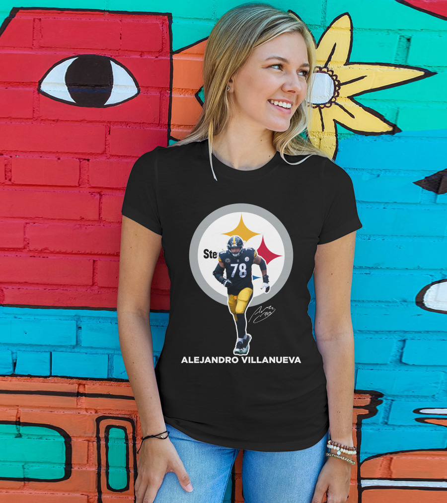 Steelers Alejandro Villanueva 78 Player Signature T-Shirt