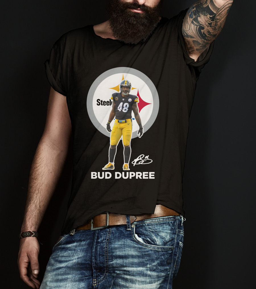 Bud Dupree Steelers 48 Football Player Autograph Signature T-Shirt