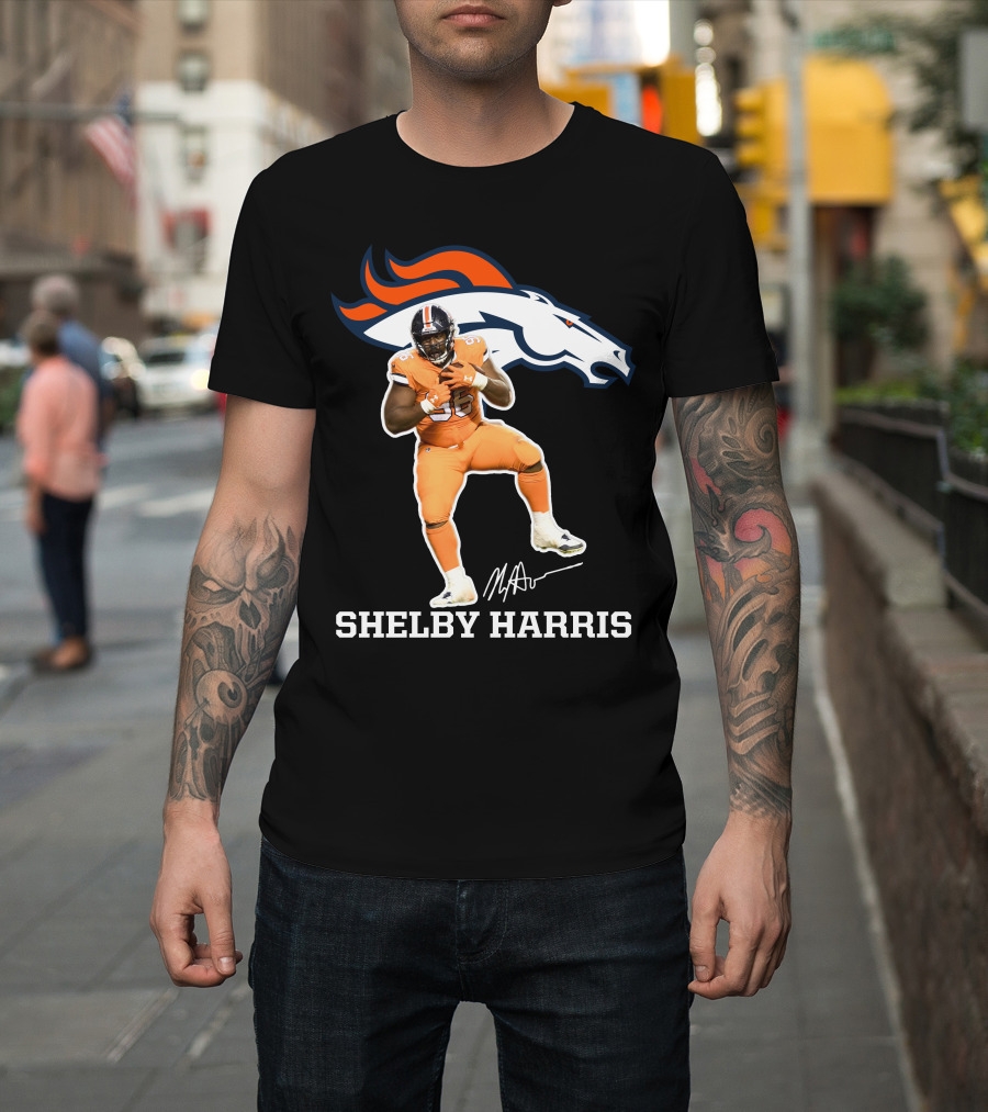 Shelby Harris Denver Broncos Official Signature Football Player Merchandise T-Shirt
