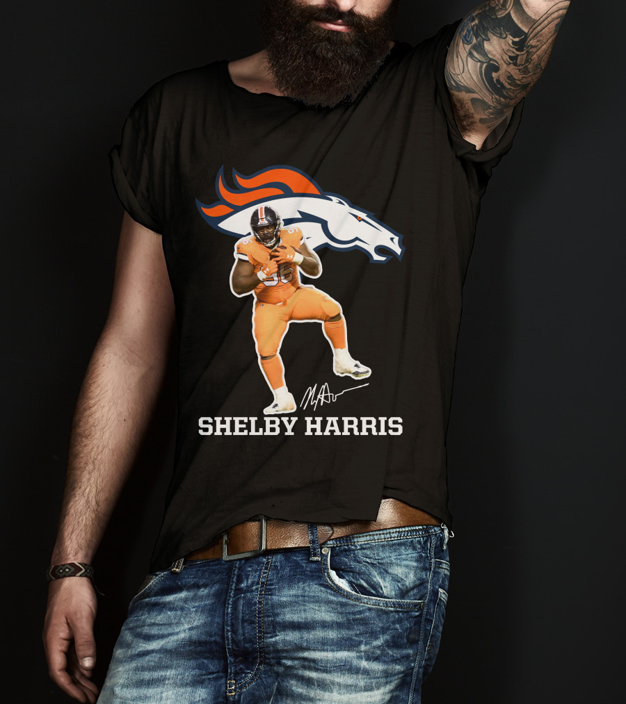 Shelby Harris Denver Broncos Official Signature Football Player Merchandise T-Shirt