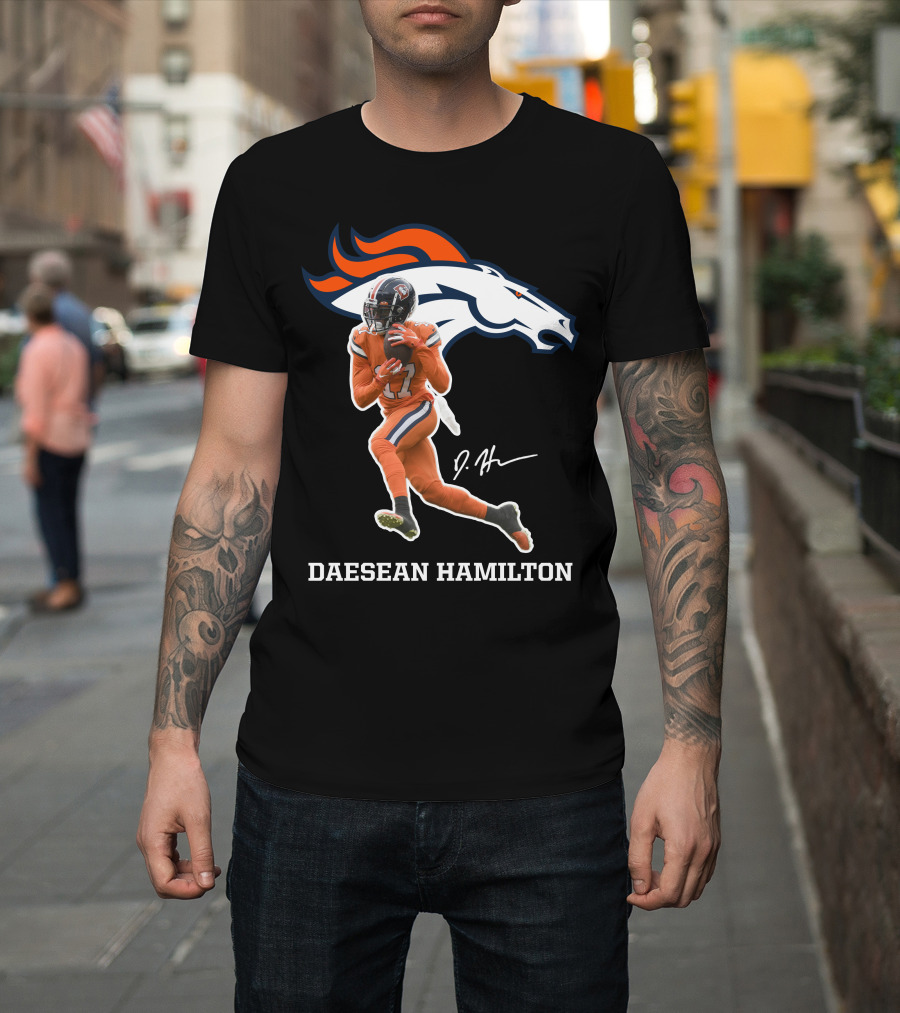 Daesean Hamilton Denver Football Broncos 17 Signature T-Shirt