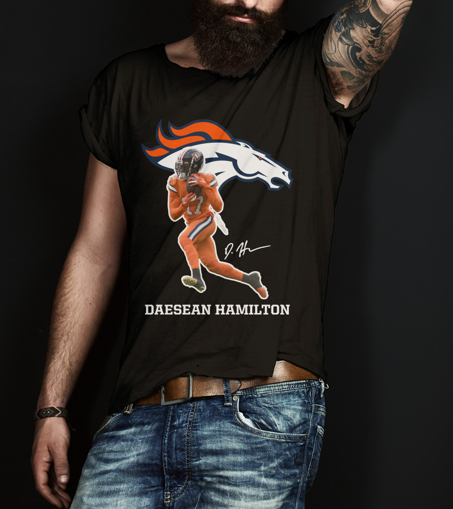 Daesean Hamilton Denver Football Broncos 17 Signature T-Shirt