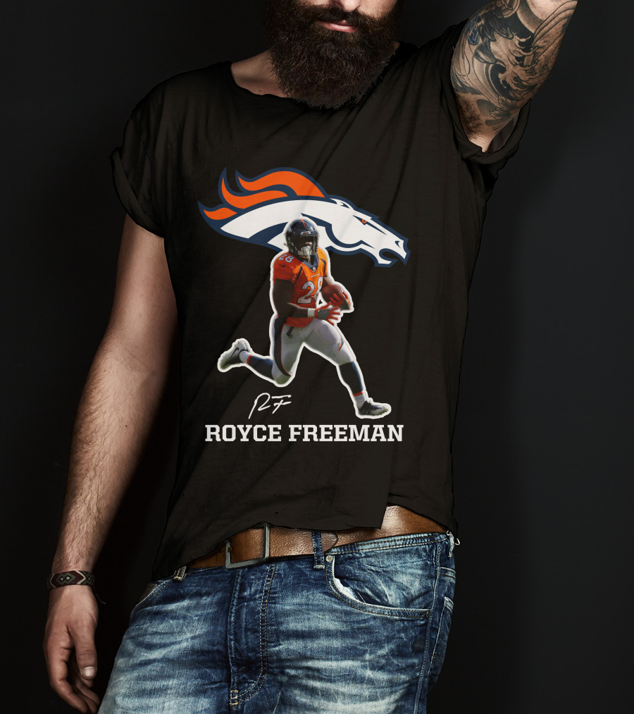 Royce Freeman Denver Broncos Football Player NFL Running Back Signature T-Shirt
